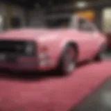 Luxurious pink car carpet enhancing interior aesthetics