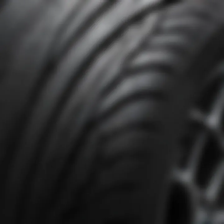 Close-up of tire tread patterns for optimal grip
