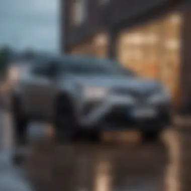 Stylish and contemporary look of the Toyota C-HR highlighting its unique features.