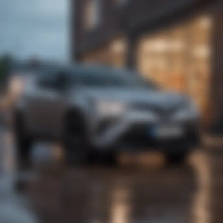 Stylish and contemporary look of the Toyota C-HR highlighting its unique features.
