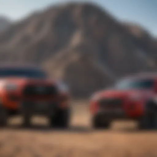 Side-by-side comparison of TRD Off-Road and Premium vehicles showcasing their distinct designs