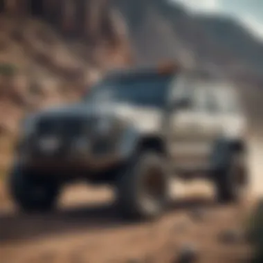 4x4 Vehicle on Challenging Terrain 4x4 vehicle navigating rough terrain with air bag suspension
