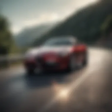 Alfa Romeo driving on a winding road, symbolizing performance
