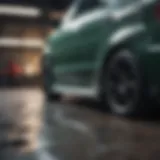 Close-up of a car's damaged paint
