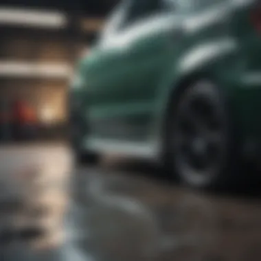 Close-up of a car's damaged paint
