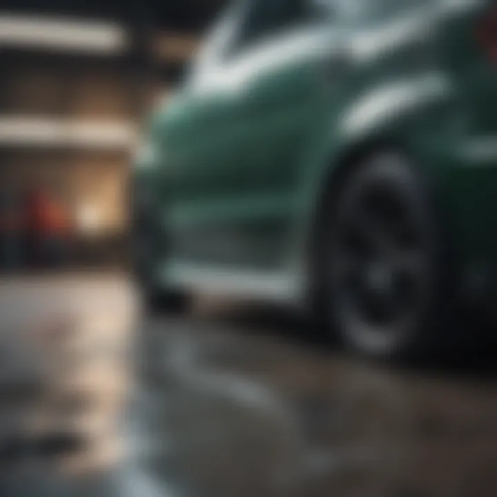 Close-up of a car's damaged paint