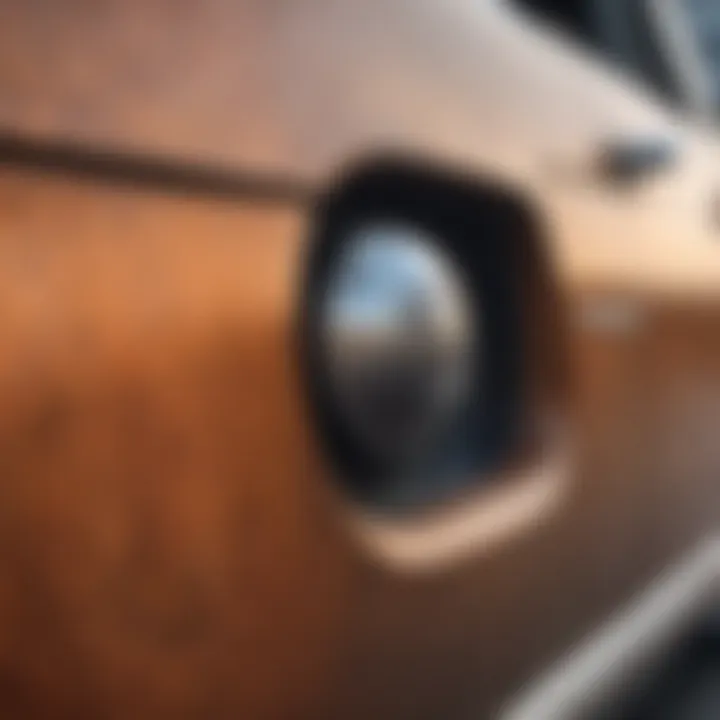 Detailed view of rust on a vehicle panel