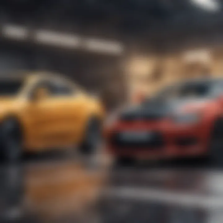 A conceptual illustration of two vehicles in a minor collision.