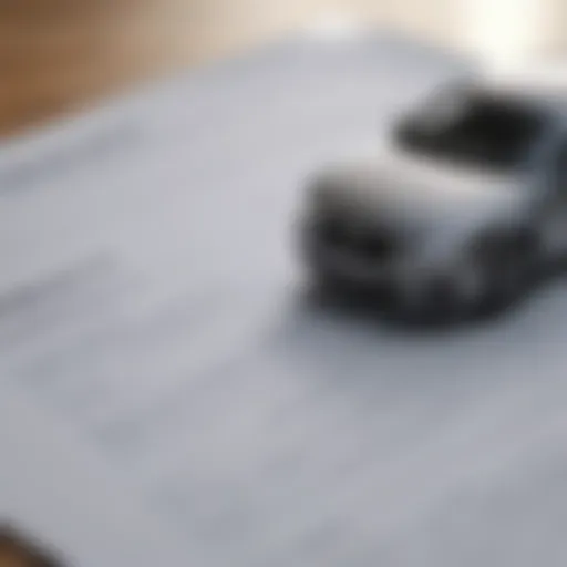 Close-up of car insurance policy document