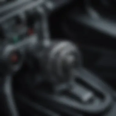 A close-up view of a manual transmission system showcasing its gears and shifter.