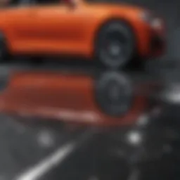 Close-up view of a ceramic coating on a car surface reflecting light