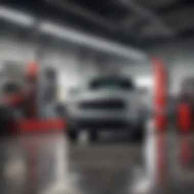 Dodge Dealership Service Bay Dodge dealership service bay showcasing oil change equipment.