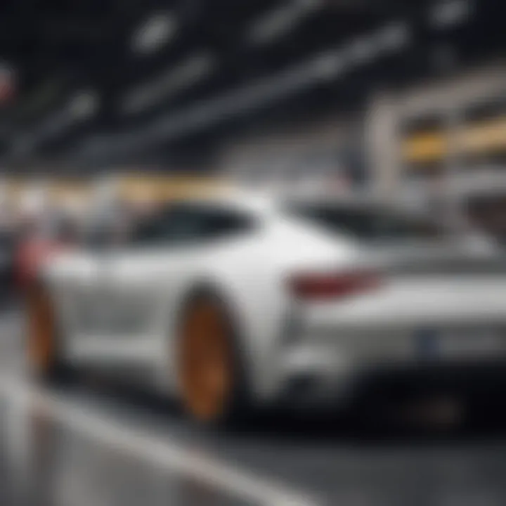 A person analyzing CVR cars at an automotive expo