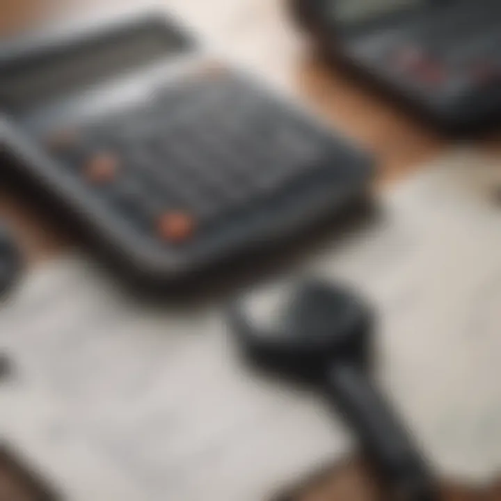 Close-up of insurance documents and a calculator