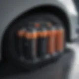 Close-up of electric car battery showcasing size and technology