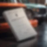 Detailed view of an automobile owner's manual with warranty information highlighted
