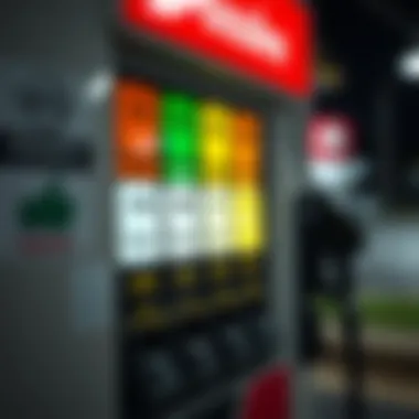 Gasoline Pump Displaying Various Fuel Grades Pump showing various gasoline grades available