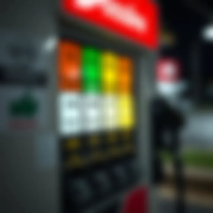 Gasoline Pump Displaying Various Fuel Grades Pump showing various gasoline grades available