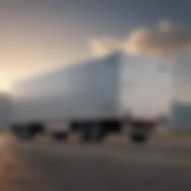 A cargo trailer parked beside a truck, showcasing its robust design.