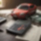 Illustration of a calculator with car insurance documents