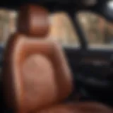 Luxury car seat showcasing premium leather upholstery and intricate stitching.