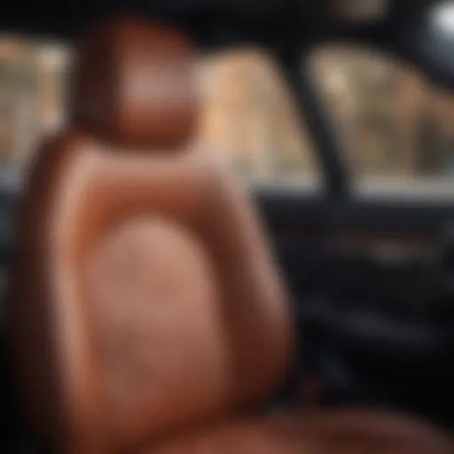 Luxury car seat showcasing premium leather upholstery and intricate stitching.