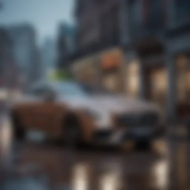 Protective car cover shielding a Mercedes CLS from rain