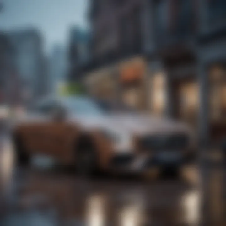 Protective car cover shielding a Mercedes CLS from rain