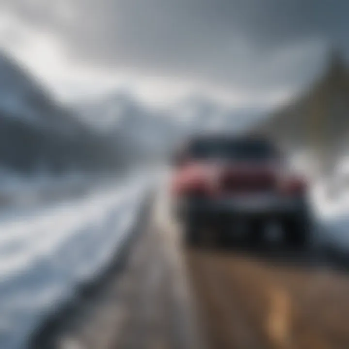 Jeep traversing a snowy landscape highlighting the importance of snow tires.