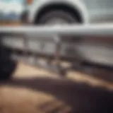 Close-up of a gooseneck hitch installed on a medium duty truck.