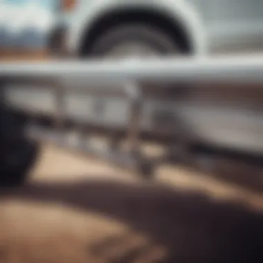 Close-up of a gooseneck hitch installed on a medium duty truck.