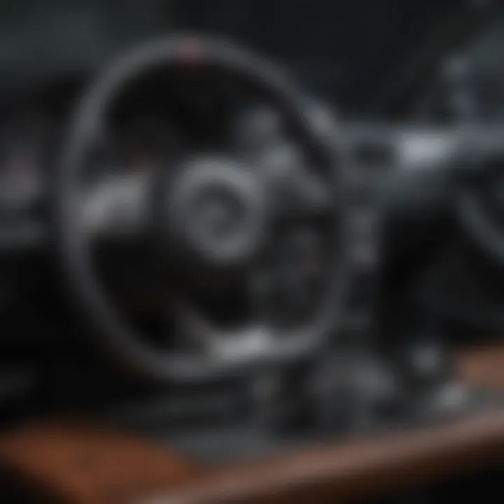 Different types of Mercedes steering covers displayed on a table