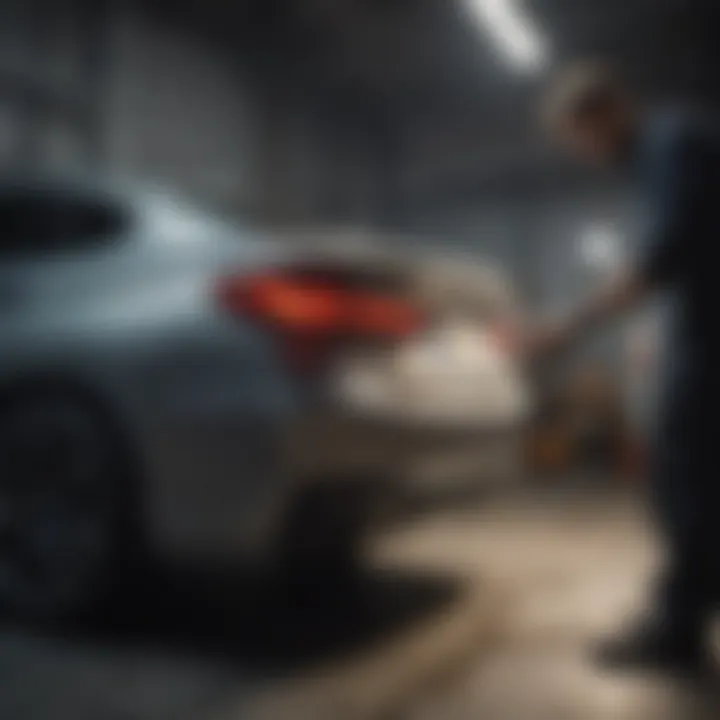 Mechanic checking oil quality in BMW X6