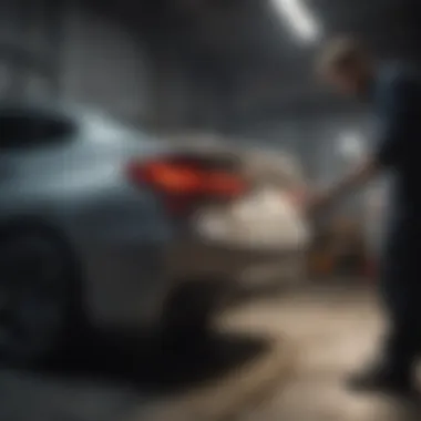 Mechanic Inspecting Oil Quality in BMW X6 Mechanic checking oil quality in BMW X6