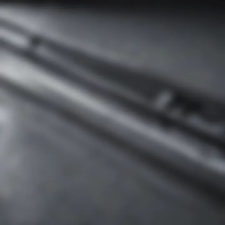 Close-up view of Rain X beam wiper blades showcasing their sleek design and construction.