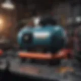 A high-quality air compressor in a workshop setting