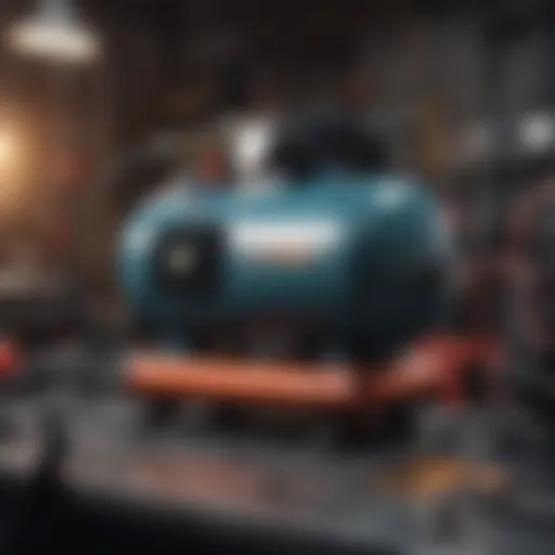 A high-quality air compressor in a workshop setting