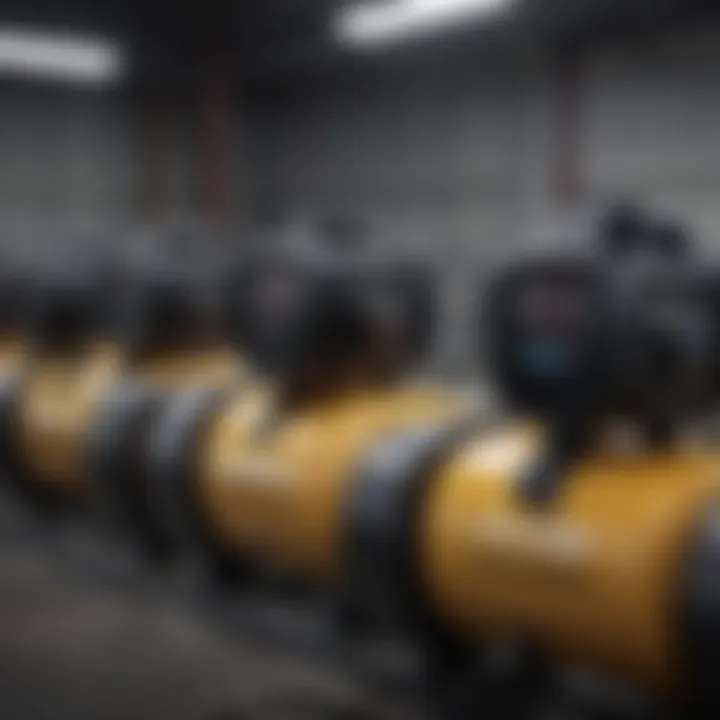Different types of air compressors displayed together