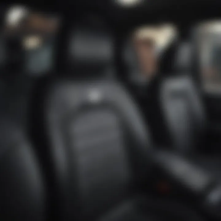 Illustration demonstrating the installation process of a seat shield seat cover in a vehicle.