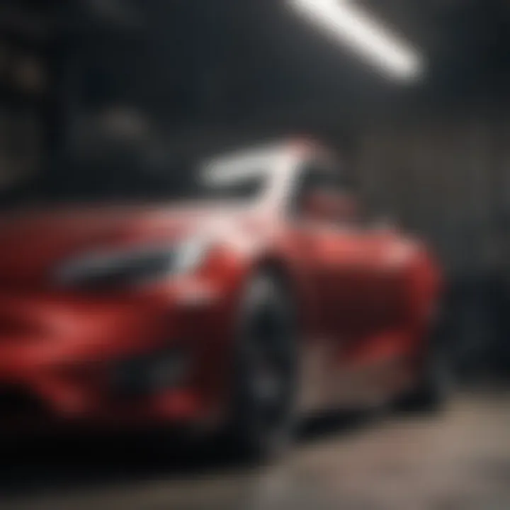 Close-up of a Tesla's paint finish