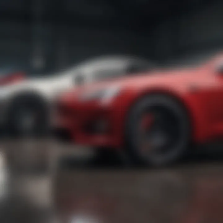 Side-by-side comparison of Tesla wheel kits, illustrating performance differences and aesthetics