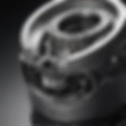 Detailed view of an Audi piston showcasing its intricate design and engineering precision