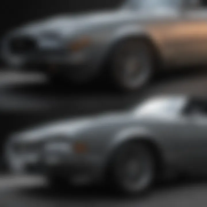 Side-by-side comparison of a scratched and buffed car panel