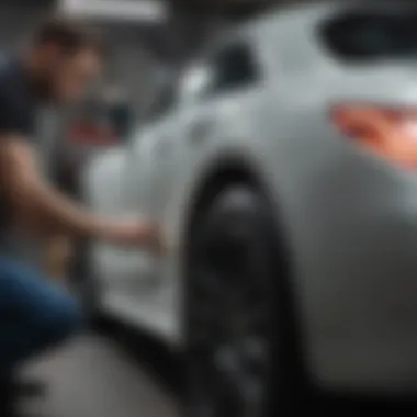 Professional Buffing Service in Action Professional technician working on buffing a car