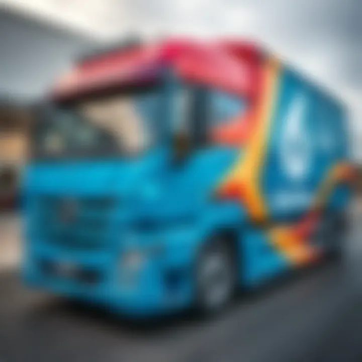 Vibrant Truck Wrap Vibrant truck wrap showcasing a business logo