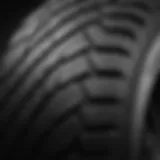 Close-up of tire tread showcasing grip and design patterns