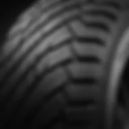Close-up of tire tread showcasing grip and design patterns