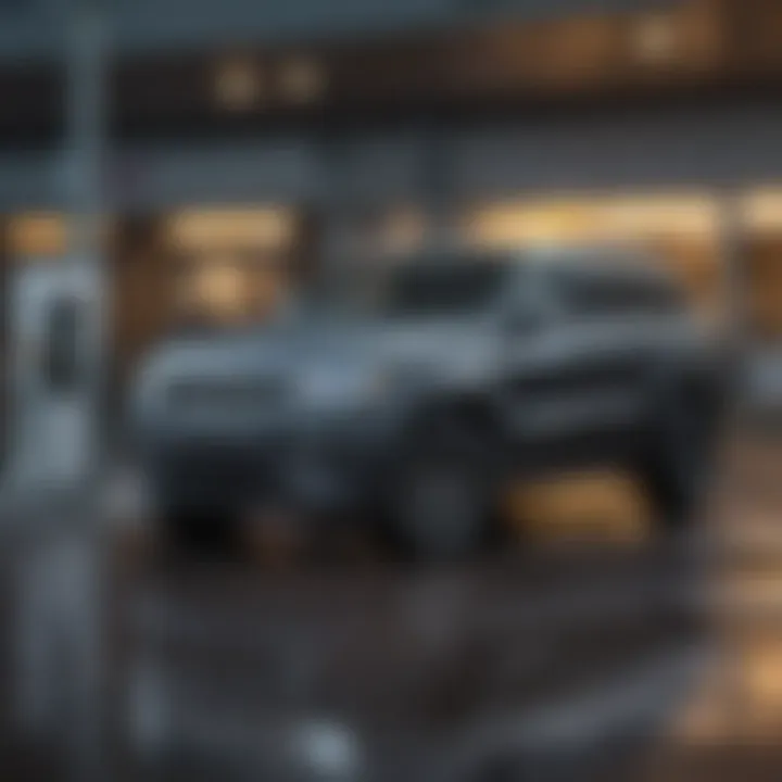 A Jeep Grand Cherokee parked next to a fuel station