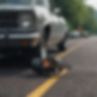 Towing Scenario with Two Inch Tow Hitch Illustration of a vehicle equipped with a two inch tow hitch in a towing scenario.