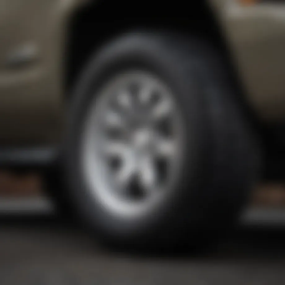 Close-up view of a 2007 Chevrolet Tahoe tire with specifications